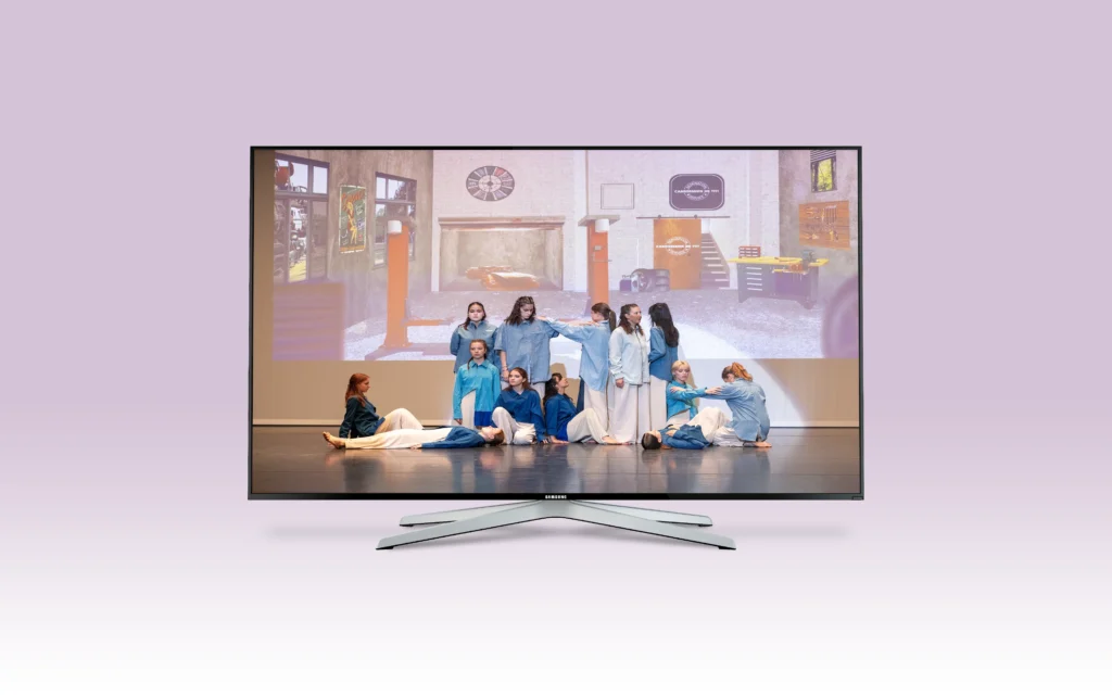 Spectacle de danseurs 2026 à St-Camille, Suisse - interface TV mockup