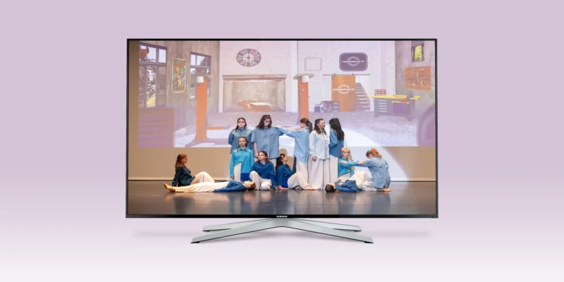 Spectacle de danseurs 2026 à St-Camille, Suisse - interface TV mockup